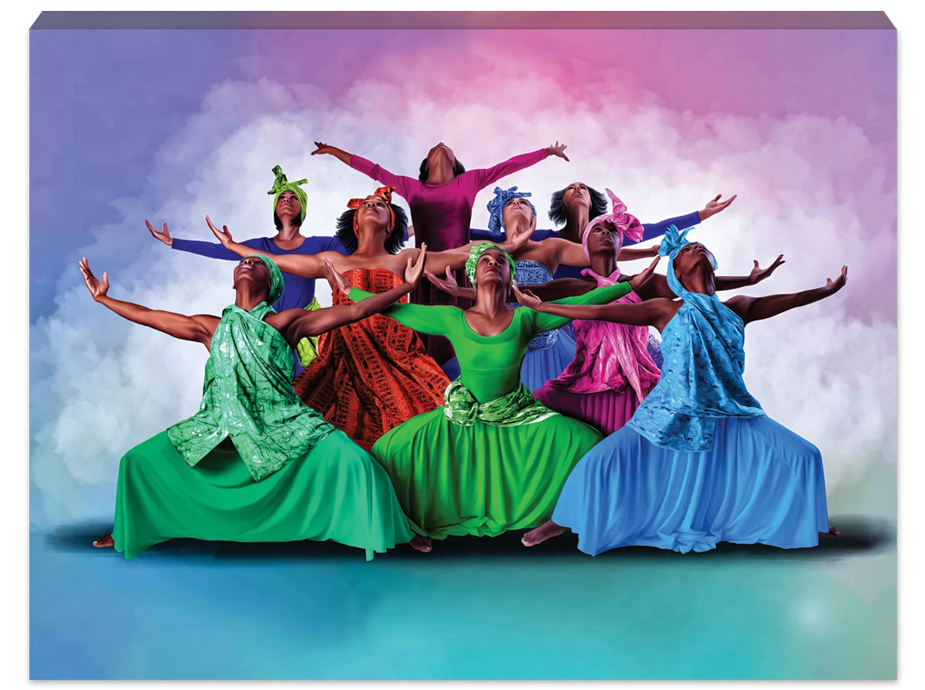 Praise Dancer Group Stretched Canvas (Medium)