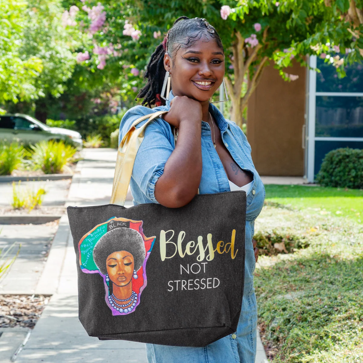 AFRICA BLESSED NOT STRESSED CANVAS BAG - Image 2