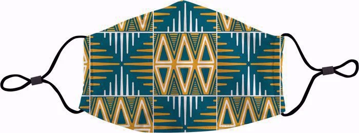 BLUE/YELLOW MUDCLOTH FACE MASK - Image 2