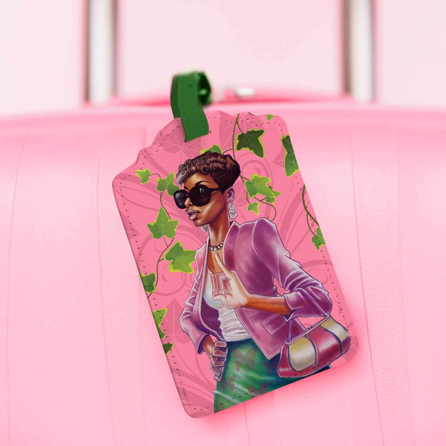 PINK AND GREEN LUGGAGE TAG SET - Image 2