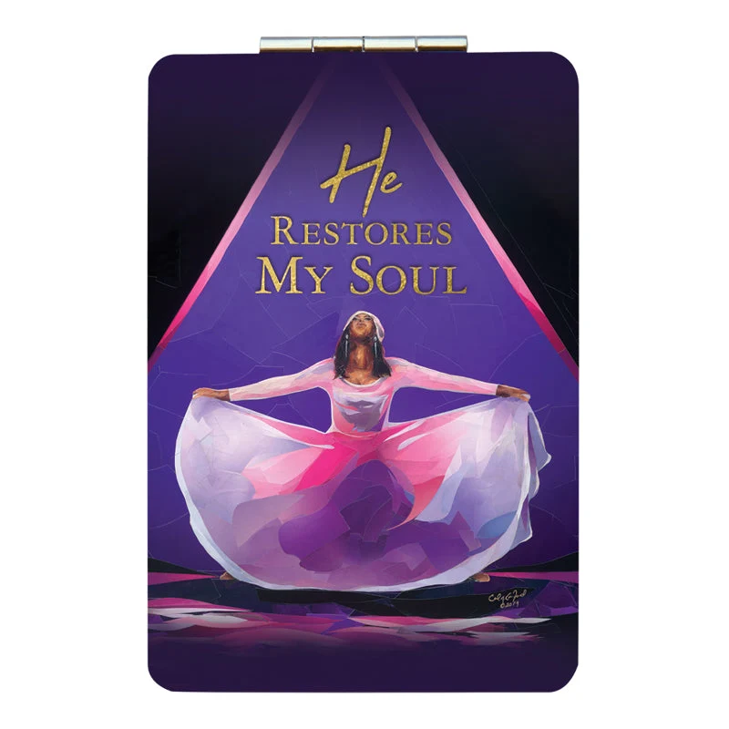 HE RESTORES MY SOUL COMPACT POCKET MIRROR