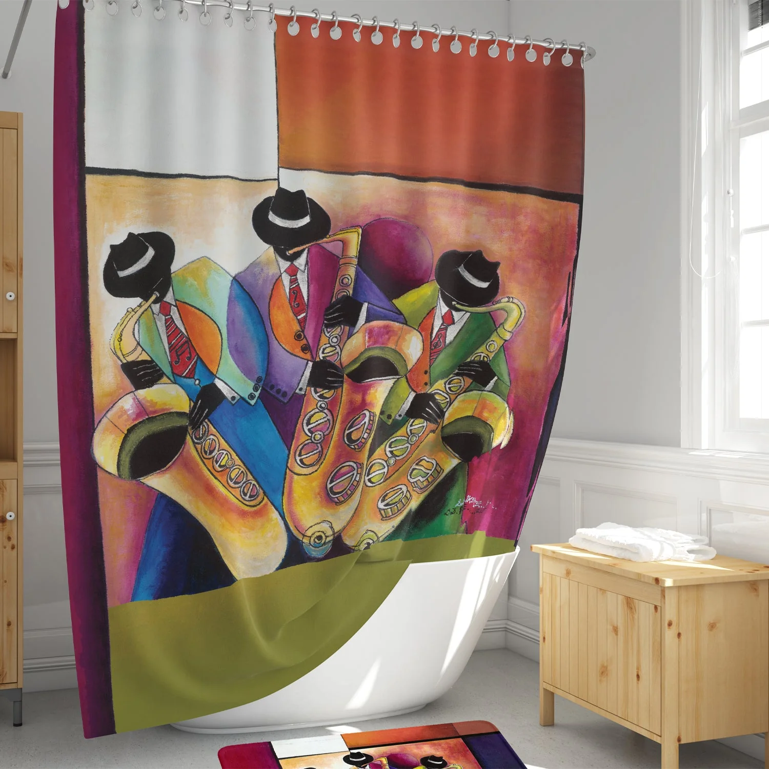JAZZ SAX MEN SHOWER CURTAIN - Image 4