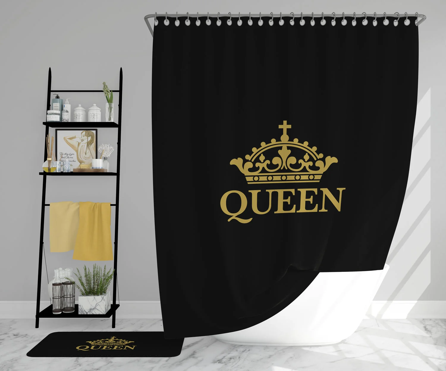 BLACK QUEEN SHOWER CURTAIN - Image 4