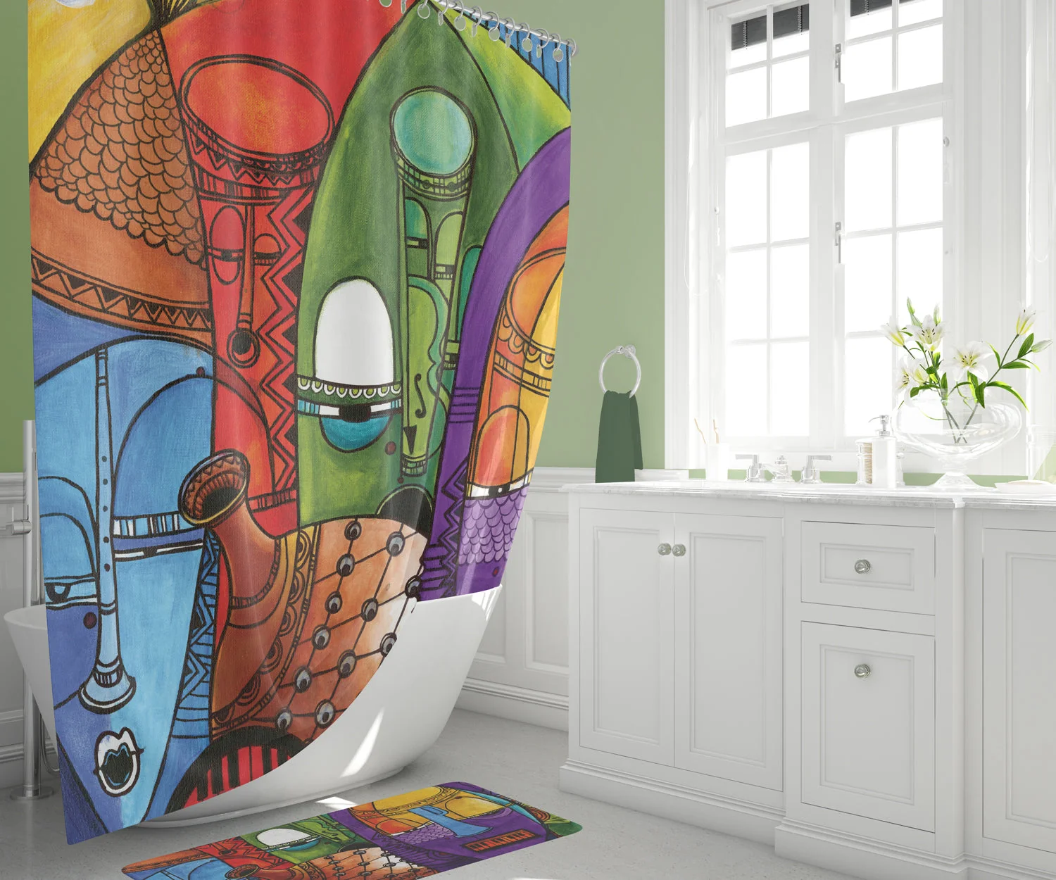 JAZZ MASKS SHOWER CURTAIN - Image 3
